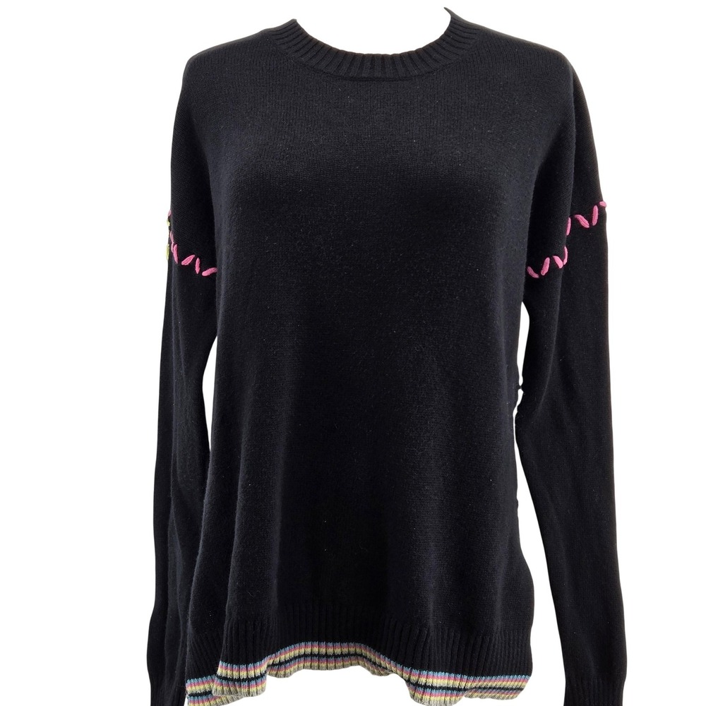 Zaket & Plover‎ Sweater Pullover Womens M Black Cashmere Cotton Crewneck